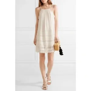 Alice + Olivia Danna Tie-Strap Short Dress Crochet Embroidered White Size Large thumbnail 2