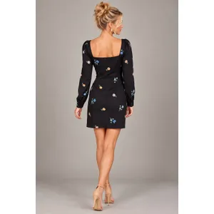 ASOS Black Floral Embroidered Dress - Size 4 thumbnail 3