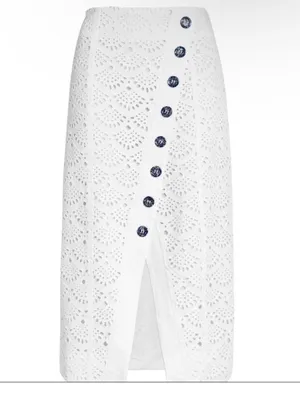 Tanya Taylor Cream Lace bohemian crochet Button-Front Women's midi Skirt size 2 thumbnail 2