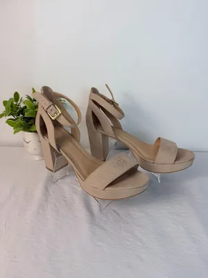 CL By Laundry Womens Beige Suede Block Heel Sandals Size 7.5W thumbnail 8