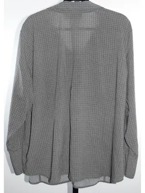Worthington Stretch Herringbone Chevron Button Up Shirt Gray Black Plus Size 3X thumbnail 2