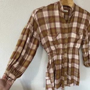 We The Free People Dress Women's XS By The Way Plaid‎ Mini Tunic Button Pockets thumbnail 2