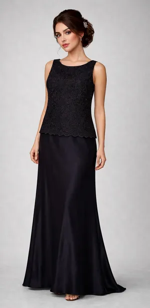 Navy Sparkle and Satin Gown - Size 20W thumbnail 1