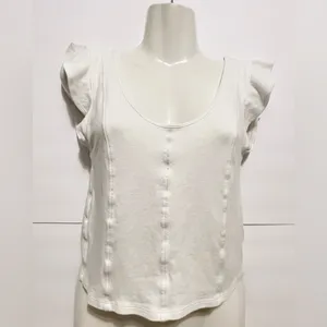 Free People White Flutter Sleeve Blouse thumbnail 4