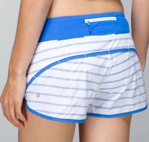 Lululemon Running Shorts White & Blue Striped thumbnail 1
