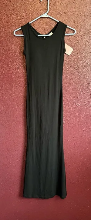 Soo Slick Built-In Shapewear Sleeveless Rib Bodycon Maxi Dress Black Small NWT thumbnail 1