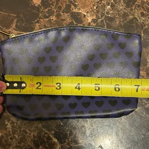 Ipsy indigo make up bag with black heart print thumbnail 3