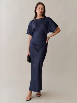 NWT Few Moda Wren Dress size 12 Navy Blue maxi o.p.t thumbnail 2