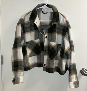 For The Republic Plaid Cropped Shacket thumbnail 1