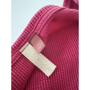 Pilcro Anthropologie Thermal Shirt Size L Pink Waffle Knit V-Neck thumbnail 8