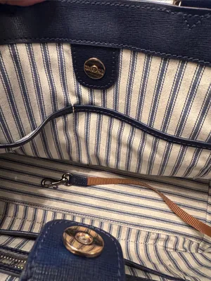 Dooney & Bourke Navy Leather Satchel with Gold Hardware thumbnail 6