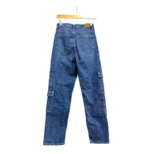 American Eagle Super High-Rise Baggy Straight‎ Cargo Jeans Medium Wash Blue 0 thumbnail 2