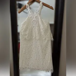 DO+BE White Lace Halter Dress Small NWT Boho Bridal Shower Rehearsal Dinner thumbnail 3