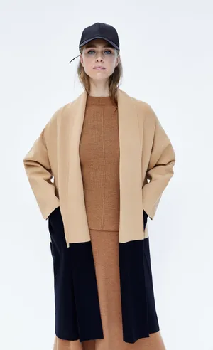 ZARA color block knit coat size M thumbnail 1