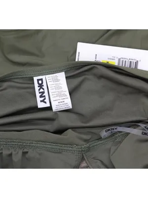 NWT DKNY Womens Halter V-Neck Shirred Tankini Top DIMKS215 Moss Green M thumbnail 8