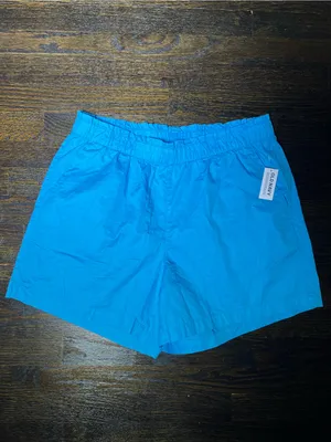 NWT Old Navy Light Blue Pull-On Cotton Shorts Elastic Waist High Rise Large thumbnail 2