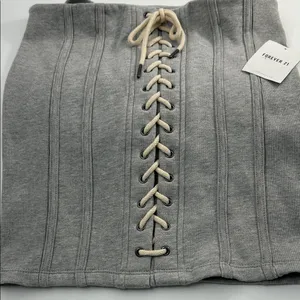 Forever 21 Heather Gray Lace-Up Skirt thumbnail 2