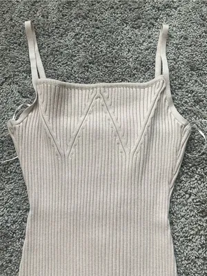 Lane 201 Ribbed Knit Spaghetti Strap Mini Dress - Cream thumbnail 3