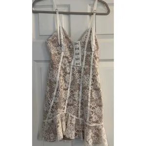 For Love & Lemons XS Cheyenne Lace Mini Dress Ivory Coquette Fairy‎ Schoolgirl thumbnail 2