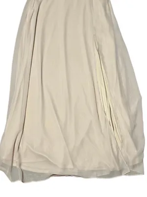 Birdy Grey Kira One Shoulder Chiffon Bridesmaid Formal Dress Slit Champagne L thumbnail 4