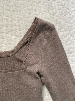 Light brown American Eagle lace top thumbnail 3
