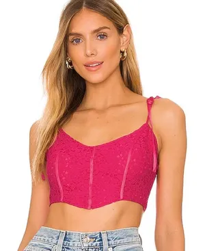 Lovers and Friends Pink Lace Corset Top thumbnail 1