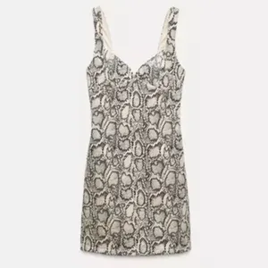 ZARA Animal Print‎ Snakeskin Faux Suede Mini Dress Black & Ecru Size Medium thumbnail 3