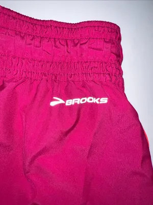 Brooks Women's Bright Pink Athletic Shorts with Orange Trim thumbnail 2