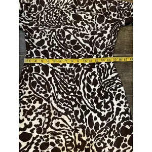 Milly New York‎ Brown & White Print Silk Short Sleeve Dress Size 6 thumbnail 12