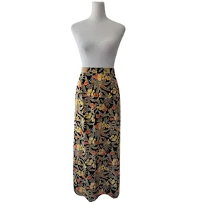 Vintage ‘90s Sag Harbor Orange, Yellow & Beige Tropical Floral Print Maxi Skirt thumbnail 3