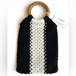 Laude‎ The Label Gabby Black Cream Macrame Bag thumbnail 6