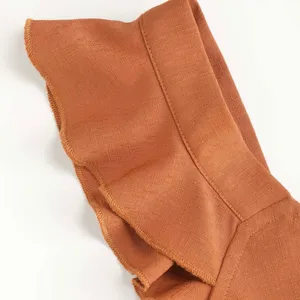 Cider Terracotta Ruffle Sleeve Crop Top thumbnail 4