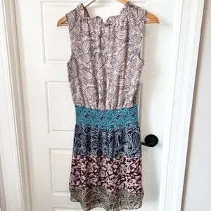 Cabi Dani Paisley Shirred Dress Size Small thumbnail 6