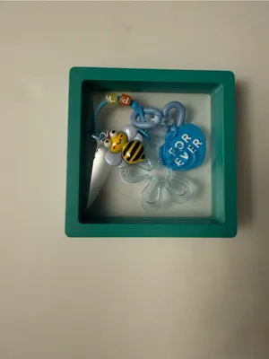 Cute Keychain Set - Red, Pink, Yellow, Green, Blue, Purple in a 3D Floating box! thumbnail 6
