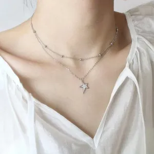 Silver Star Choker Necklace thumbnail 1