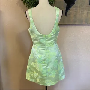 Lulus Brighter Side Light Green Floral Satin Jacquard Mini Dress thumbnail 11
