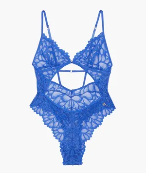 NWOT Savage X Fenty Savage Not Sorry Lace Bodysuit in Blue Cyber Cafe thumbnail 6