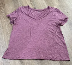 American Eagle Outfitters Purple V-Neck Tee thumbnail 1