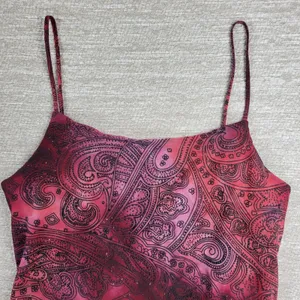 My Michelle Asymmetrical Slip Dress Large Red Glitter Y2K Paisley Fairy Grunge thumbnail 10
