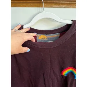 Aviator Nation Dip Dye Red Ombre Fade Rainbow Crewneck Sweatshirt women's xxl thumbnail 2