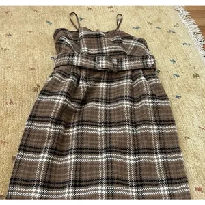Anthropologie Strapless Belted Midi Dress Size 4 Plaid Fall Academia Preppy thumbnail 6