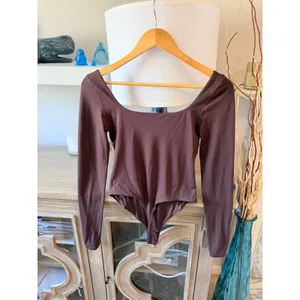 Lululemon‎ Wundermost Square Neck Long Sleeve Bodysuit Women Espresso Small thumbnail 2
