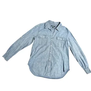 Tommy Bahama Button Down Shirt Women M Blue Denim Chambray Long Sleeve Excellent thumbnail 3