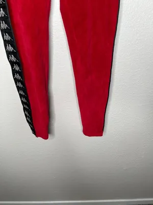 Kappa Womens Red Velour banda Rhinestone Logo Track Pants Size L thumbnail 5