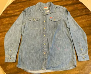 Wrangler Men’s L/S Button Up Cotton Blend Shirt-Size Large thumbnail 1
