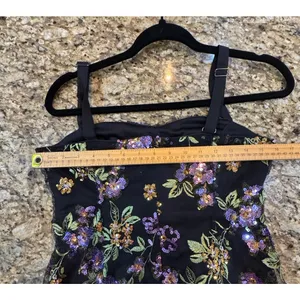 Sam Edelman Black Floral Sequence Embroidered Strapless Dress Size 4 $168 Mesh thumbnail 9