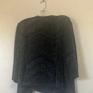 FINAL MARKDOWN Black Textured dressy top one piece two piece look nwt large thumbnail 3