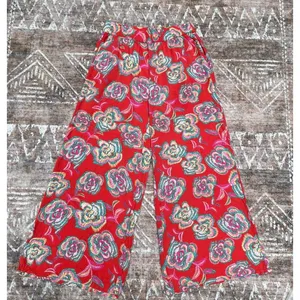 Resort Boho Floral Wide Leg Pants Z Supply Dante Tango Red Cruise Rayon M thumbnail 6