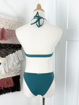 Mara Hoffman Samba Wraparound Bikini Top + Bottom Teal Sz XS thumbnail 5