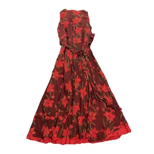 Adrianna Papell Sleeveless Floral Silk Maxi Dress Tie Waist SZ 10 Botanical Chic thumbnail 2